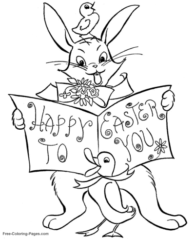 Happy Easter Bunny coloring pages