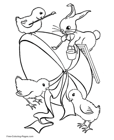 Duck and bunny easter egg coloring pages