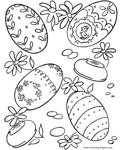 Printable decorated easter egg coloring pages