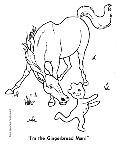 Gingerbread Man coloring pages Horse