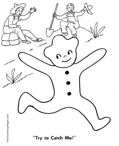 Try to Catch Gingerbread Man coloring pages