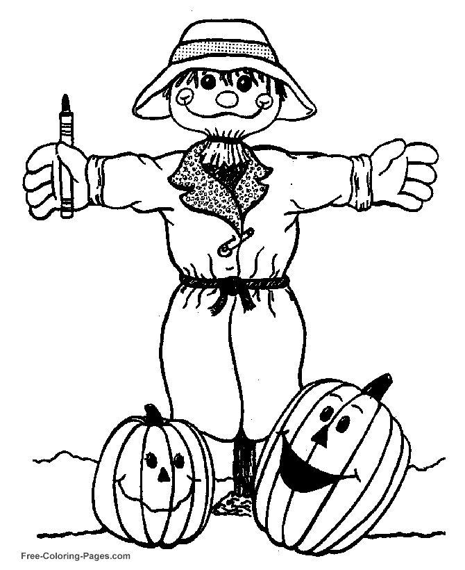 Halloween coloring pictures - Scarecrow sheets to color