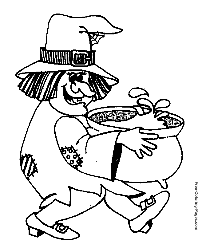 Witch pictures to color - Witch and Caldron