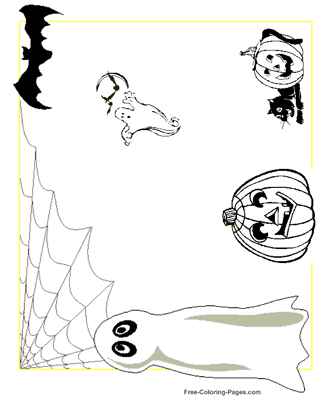 Halloween coloring pages - Halloween Scene to color