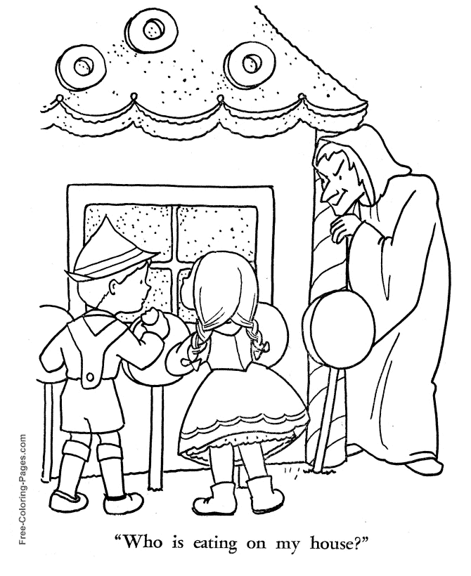 Free fairy tale Hansel and Gretel coloring page