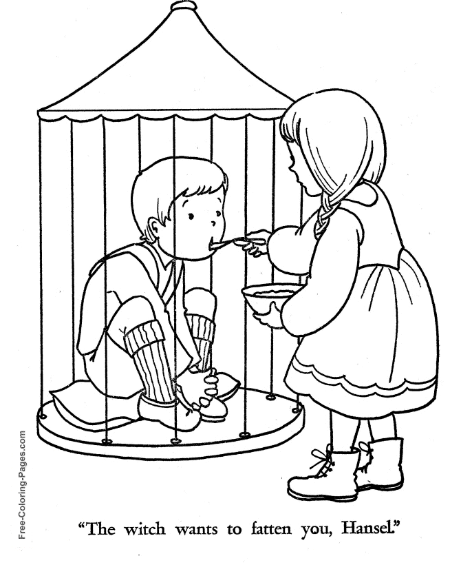 Fairy tale Hansel and Gretel coloring pages Caught