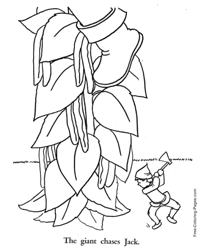The Giant chases Jack coloring page