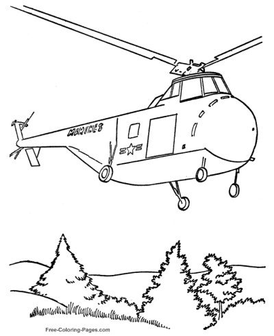 Helicopter US military coloring page