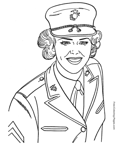 Female Officer military coloring pages