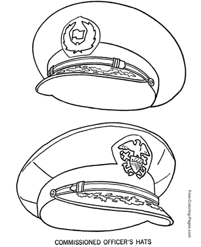 Military coloring pages Officer Hats