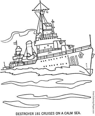 US Destroyer military coloring page