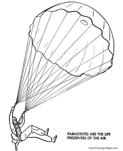 Parachutes US military coloring pages
