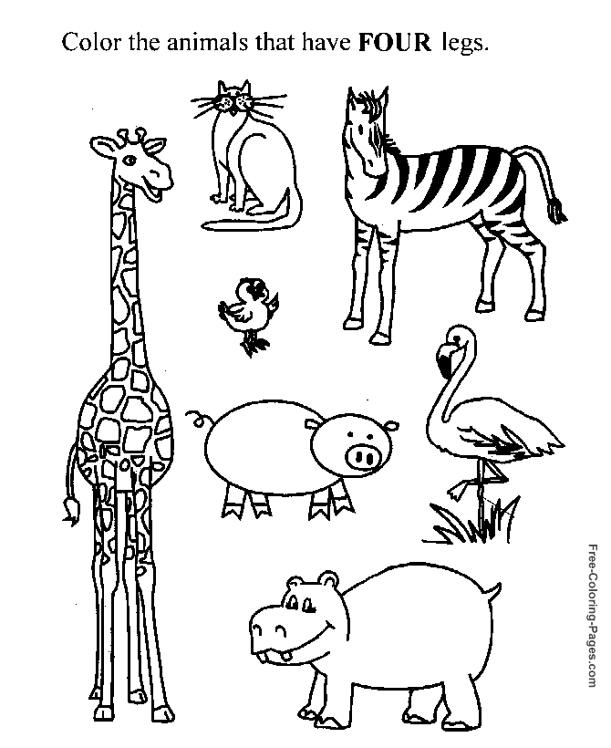 preschool worksheets 4 leg animals