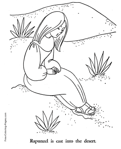 Rapunzel in desert coloring page