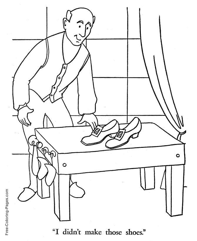 Shoemaker and Elves Story coloring page