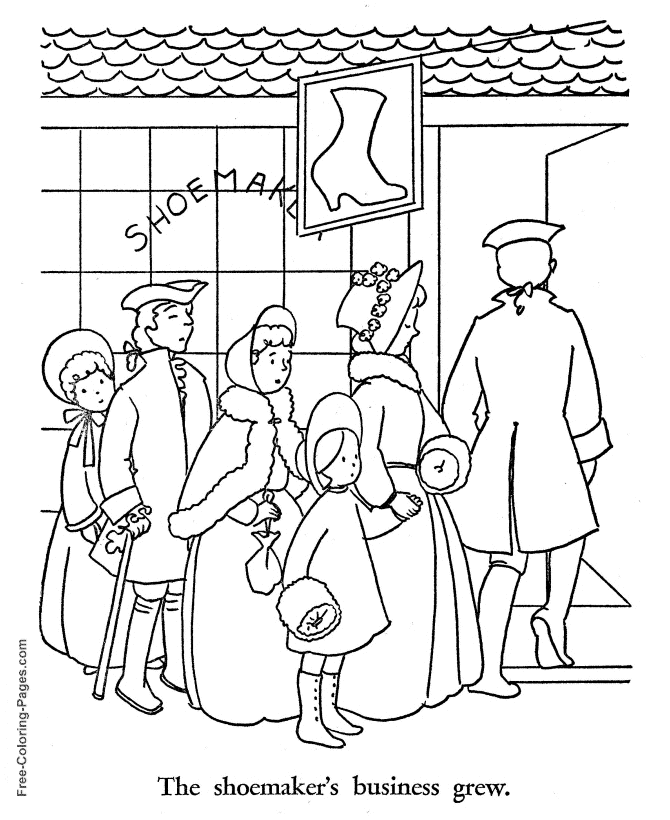 Shoemaker and Elves story coloring page