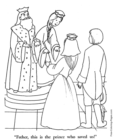 Sleeping Beauty and Prince coloring page