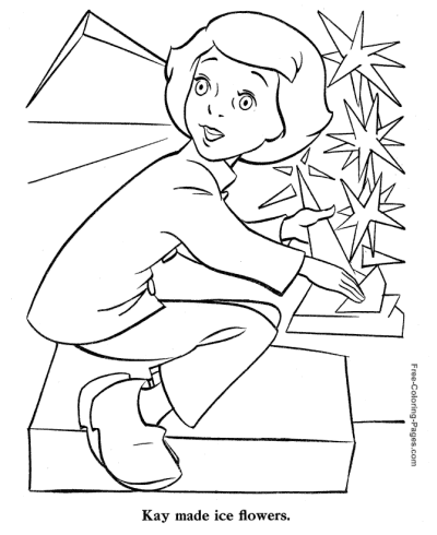 Ice Flowers Snow Queen coloring page