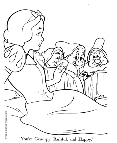 Grumpy, Happy Snow White coloring page