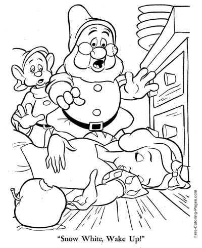 Snow White story coloring page Wake Up!