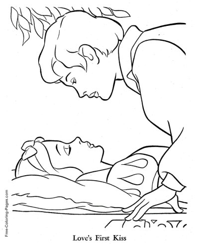Kiss Snow White story coloring page