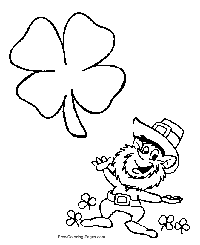St. Patrick's Day coloring pages - Leprechaun and shamrock