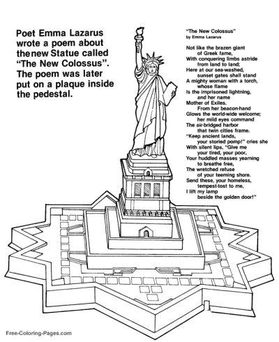 Statue of Liberty coloring pages Poem
