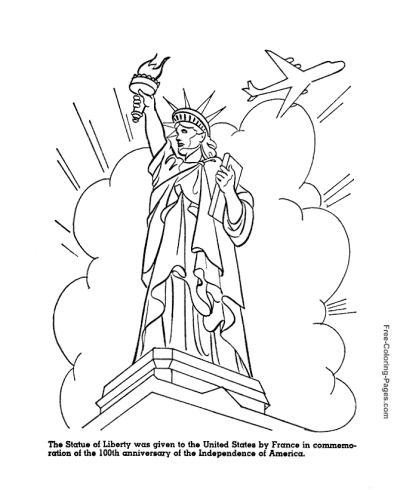 France gift Statue of Liberty coloring page