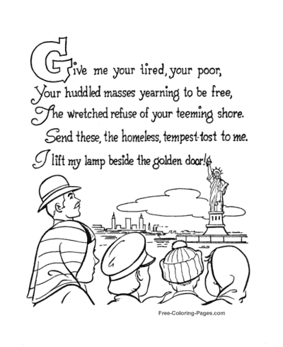 Statue of Liberty Poem coloring page