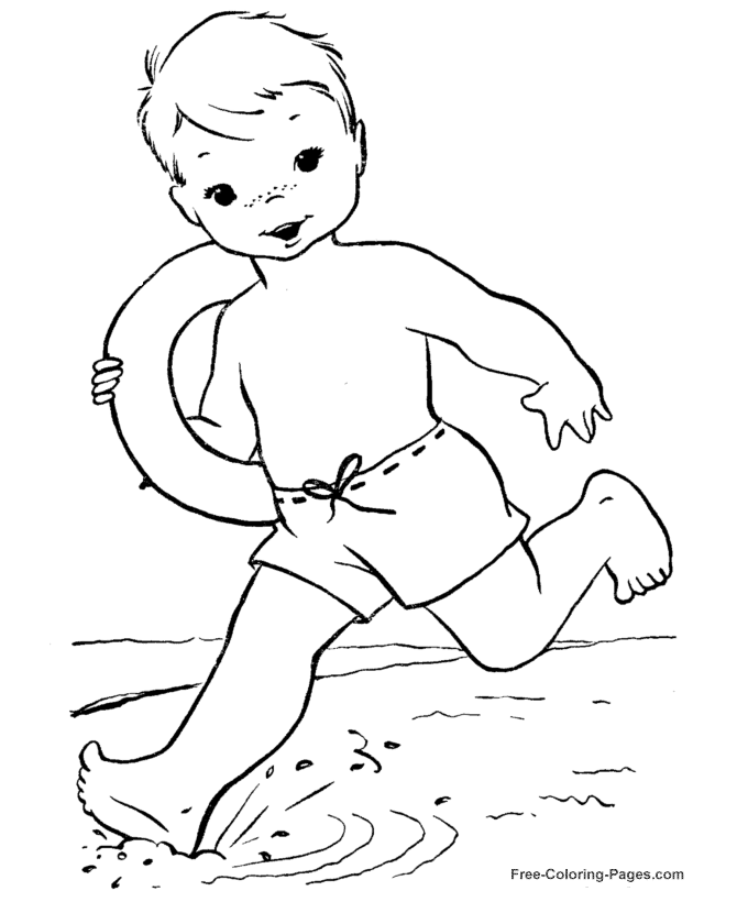 Printable Summer Coloring Book Pages - Beach 03