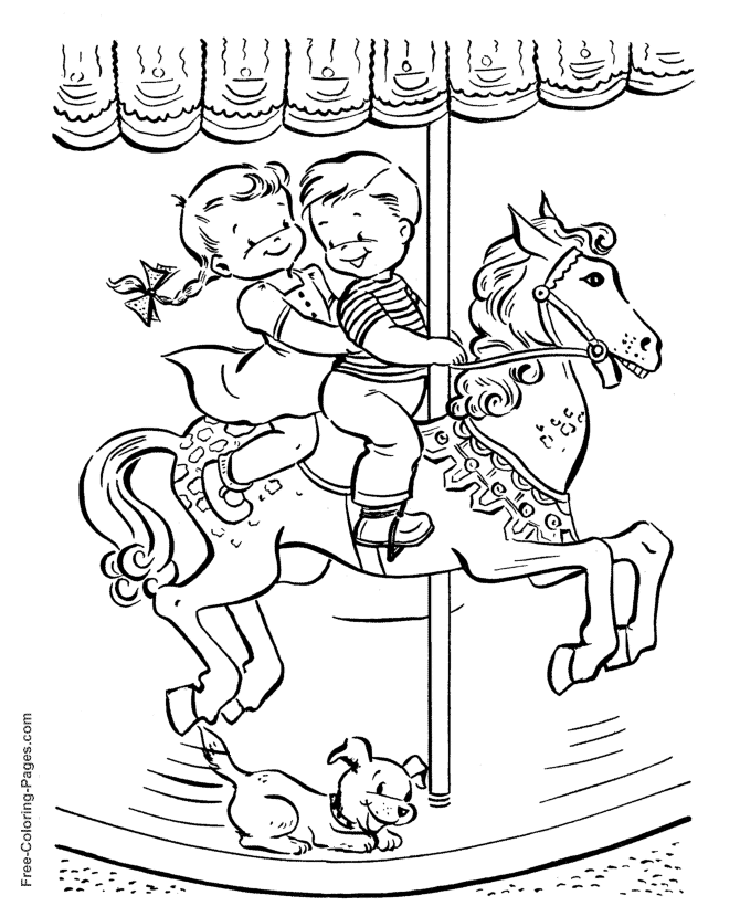 Summer Coloring Pages - Merry-go-round