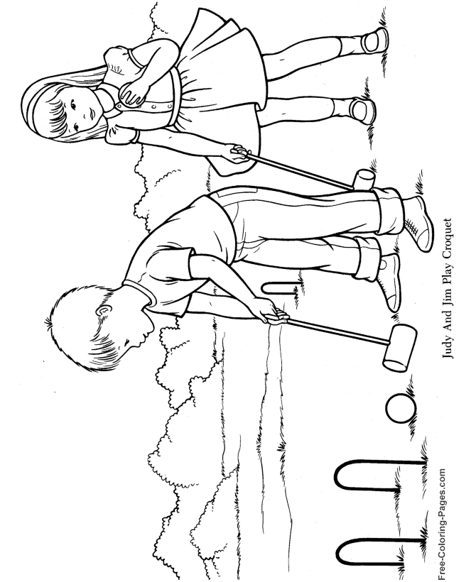 Summer Coloring Pictures - Croquet fun