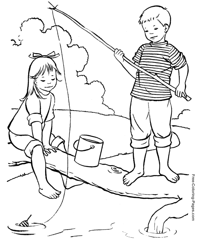 Summer Coloring Book Sheets - At the Pond