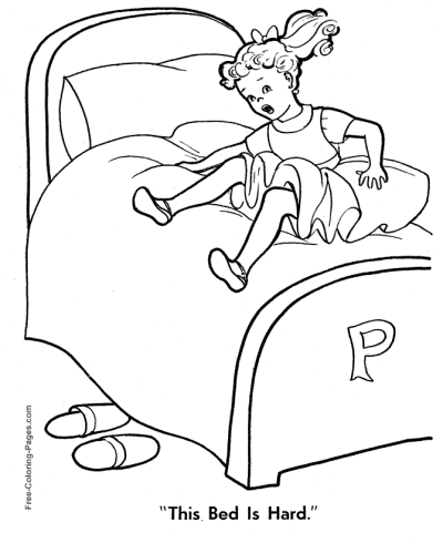Bed Too Hard Goldilocks coloring page