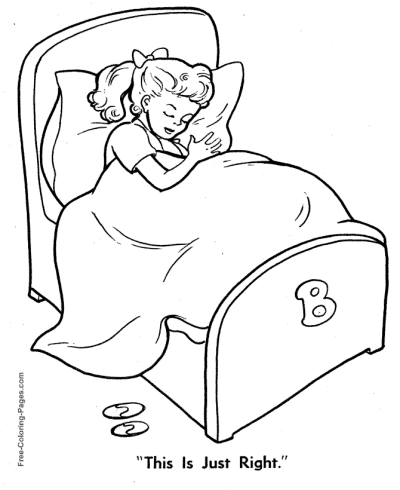 Goldilocks coloring page Bed Just Right