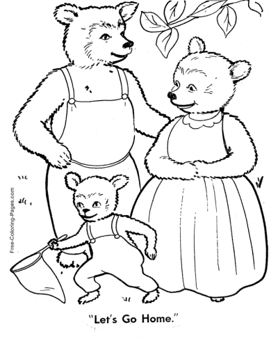 Home Three Bears story coloring page