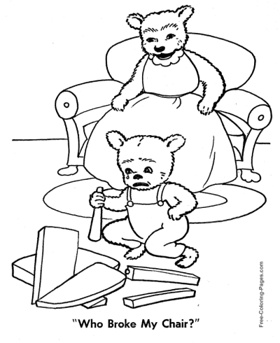 Chair Broken Three Bears coloring page