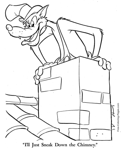 Down the chimney Wolf coloring page