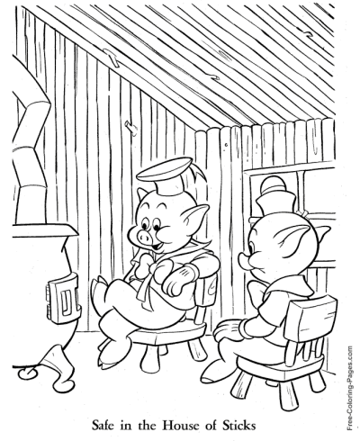 Three Little Pigs coloring page Sticks House