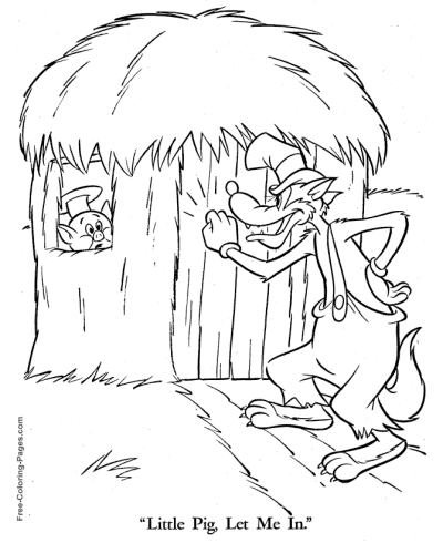 Straw House Three Little Pigs coloring page