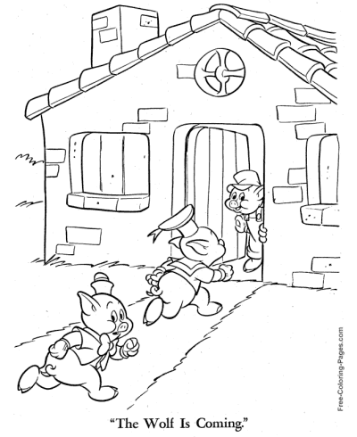 Three Little Pigs coloring page Hide!