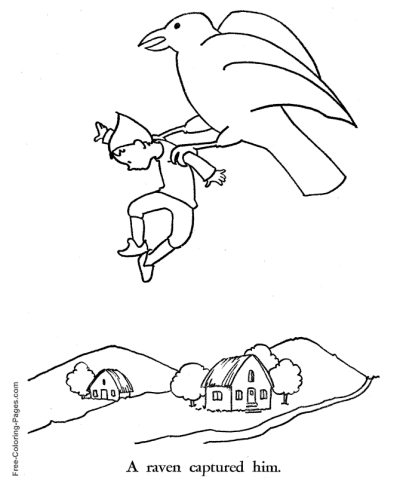 Tom Thumb coloring page Flying Bird