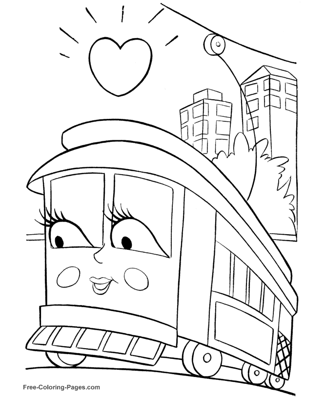 Kids coloring pages of trains to print