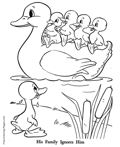 Family Ignores Ugly Duckling coloring page