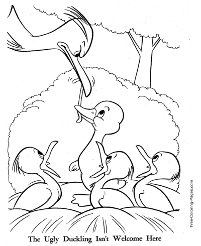 Ugly Duckling coloring page Not Welcome