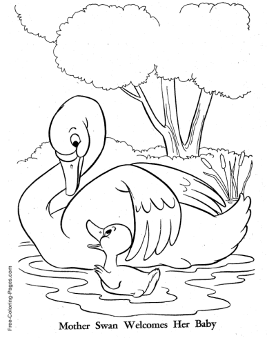Mother Swan Ugly Duckling coloring page