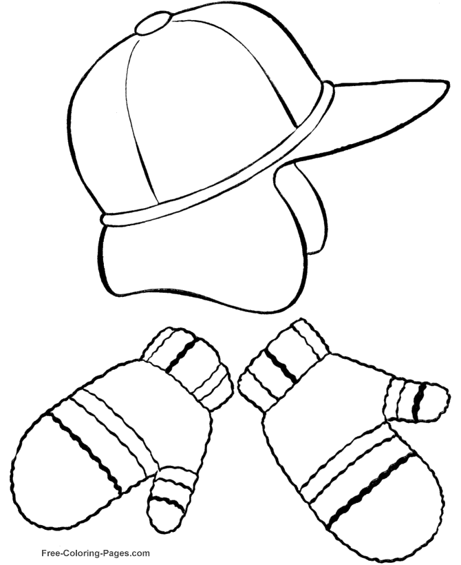 Winter coloring pages - Hat and Mittens