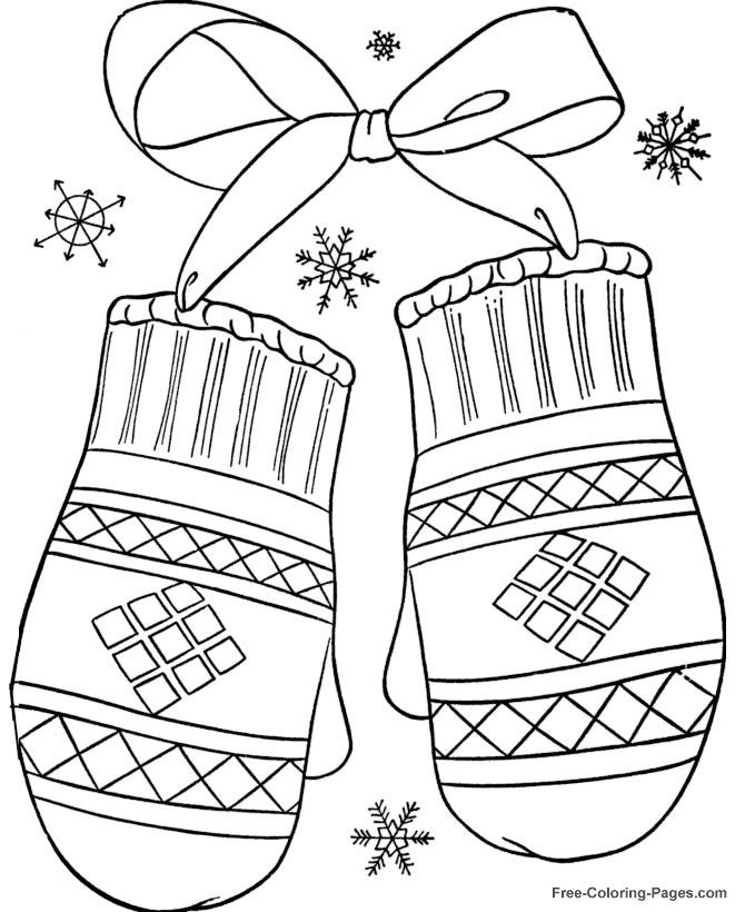 Winter coloring pages - Winter Mittens