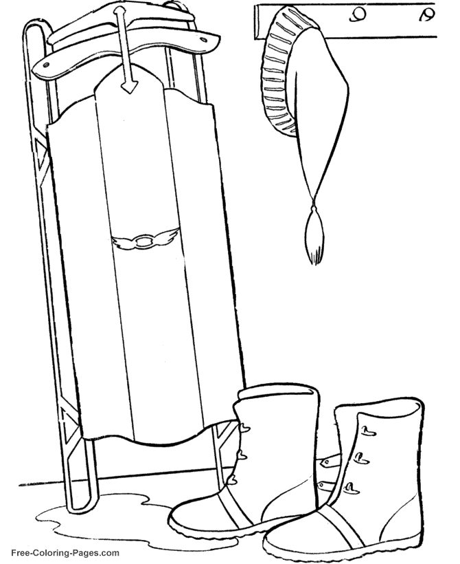 Winter coloring pages - Print a sled
