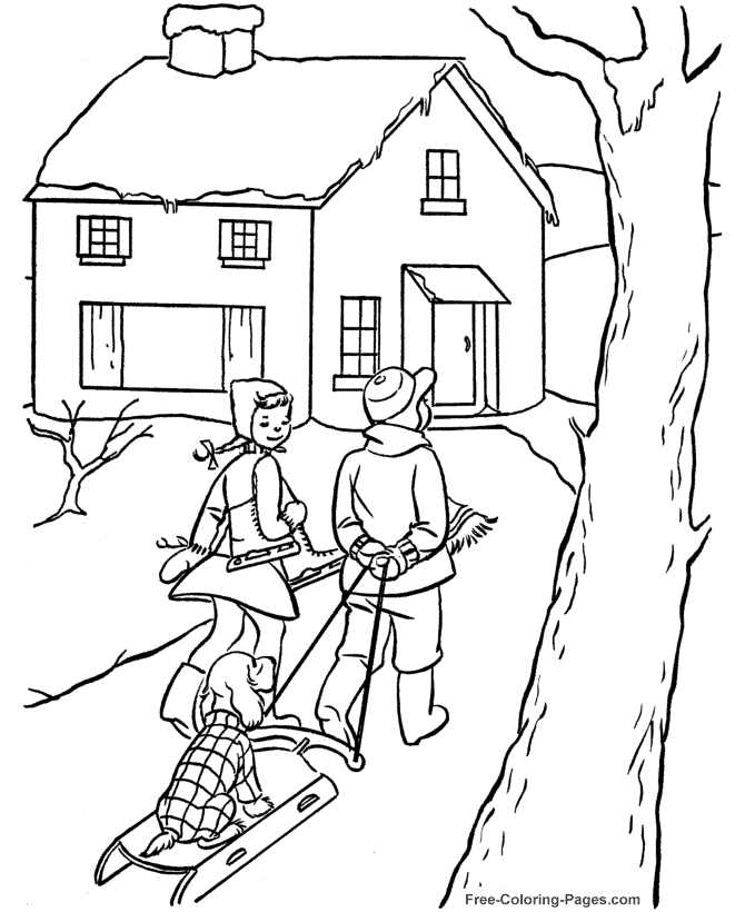 Winter Coloring Books Pictures - Fun Winter Day